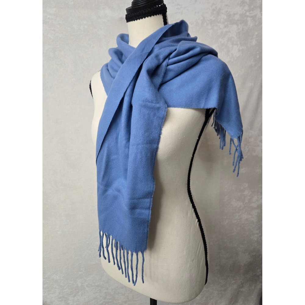Mantles Cashmink Scarf Blue Acrylic Fringe Tassel Made in Germany Winter Wrap